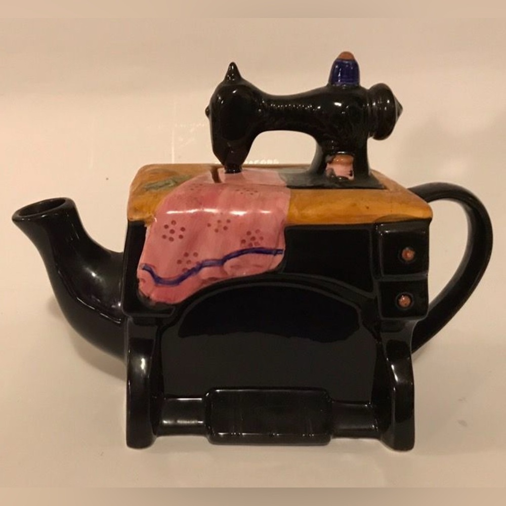 Vintage Hand Painted Sewing Machine Teapot